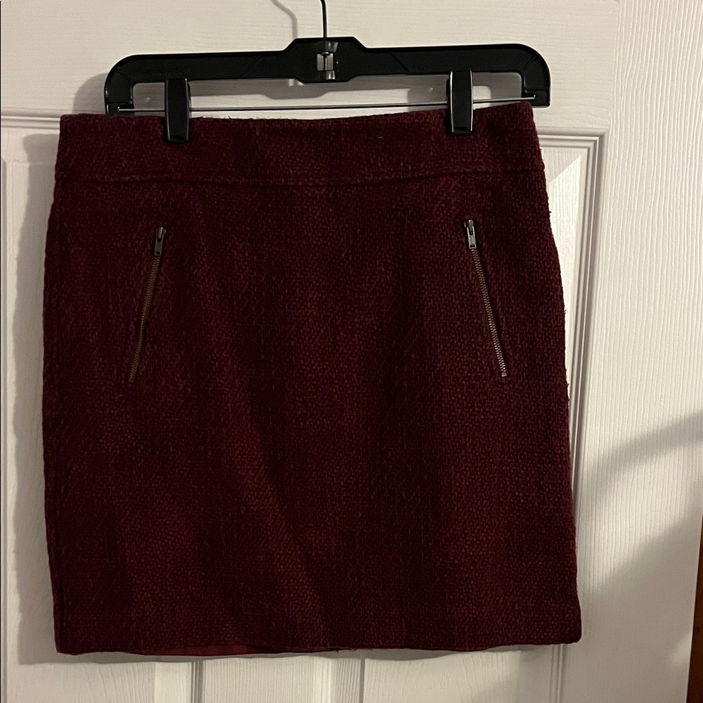 LOFT Burgundy Tweed Mini Skirt